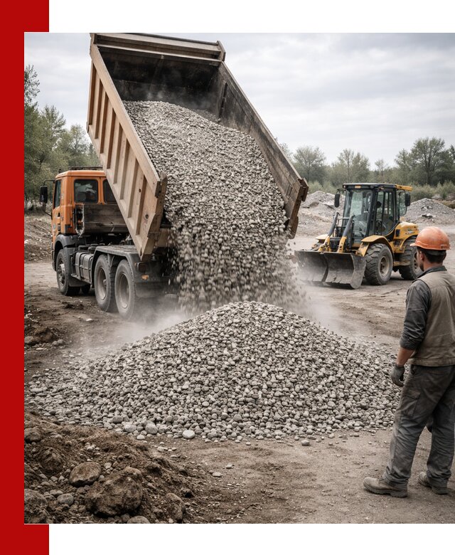 Доставка щебня в Красноуфимске крупными и мелкими фракциями