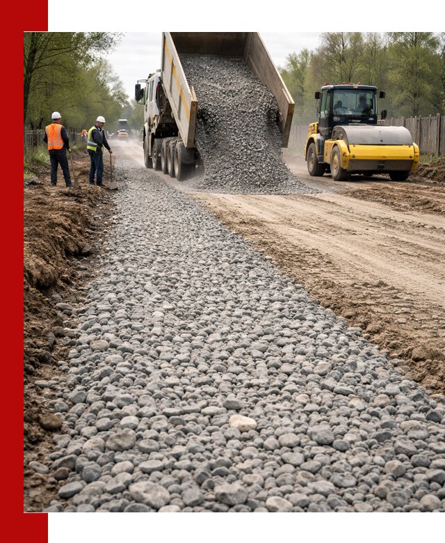 Доставка щебня для отсыпки дорог в Красноуфимске высокого качества