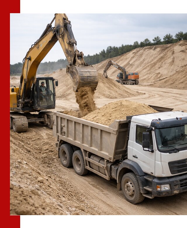 Доставка карьерного песка с самосвалами и разгрузкой в Красноуфимске