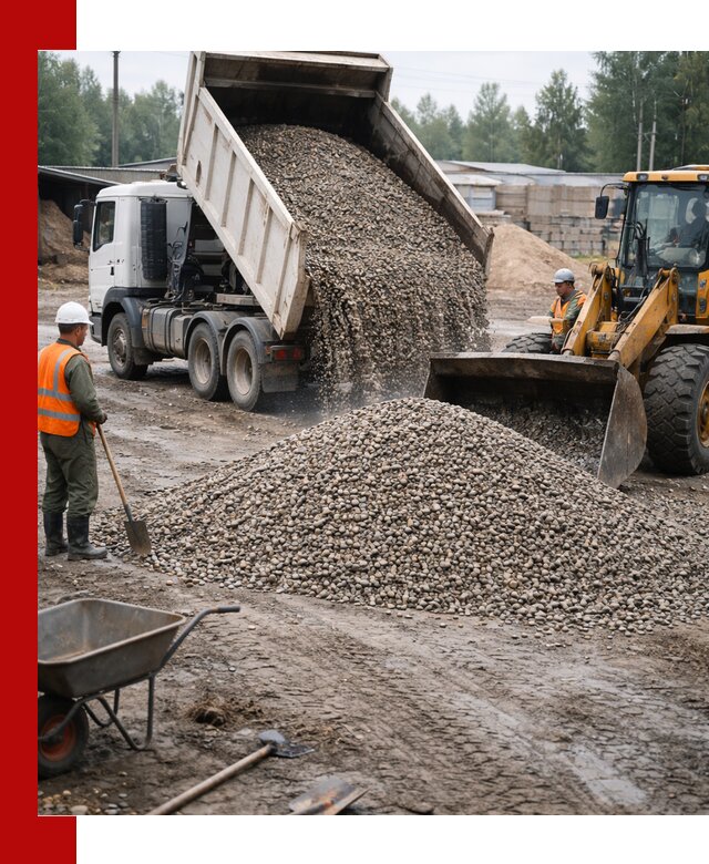 Мытый гравий с доставкой в Красноуфимске от карьера до участка