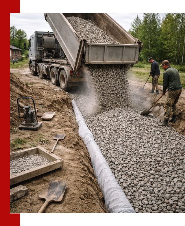Гравий для дренажа с доставкой в Красноуфимске качественный и недорогой