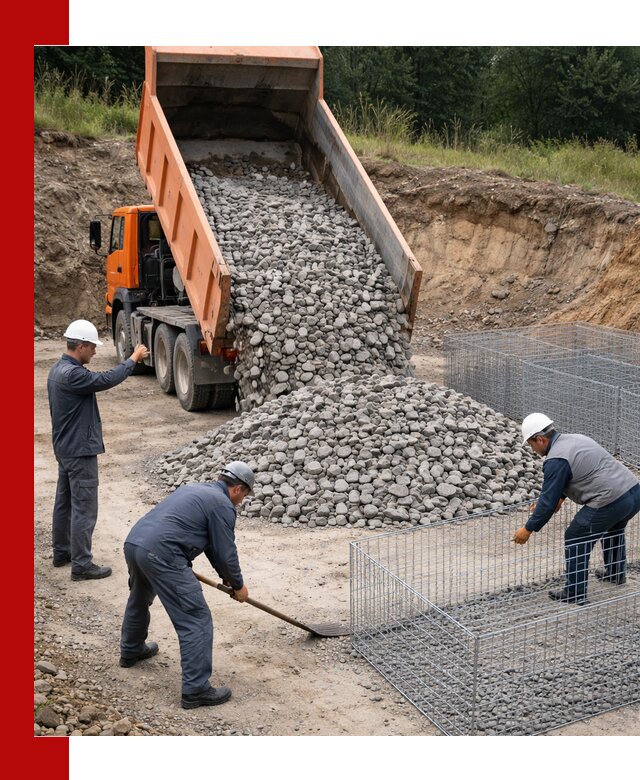 Камень для габионов с доставкой в Красноуфимске быстро и надёжно