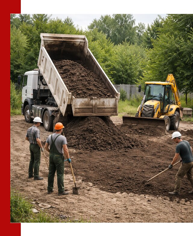 Доставка и укладка грунта для выравнивания участка в Красноуфимске