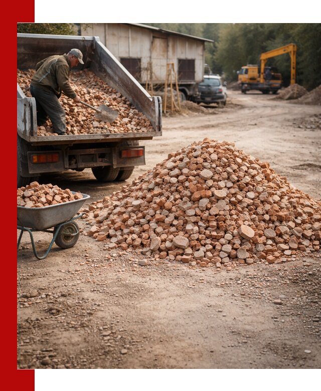 Доставка и подушка из боя кирпича с разгрузкой в Красноуфимске