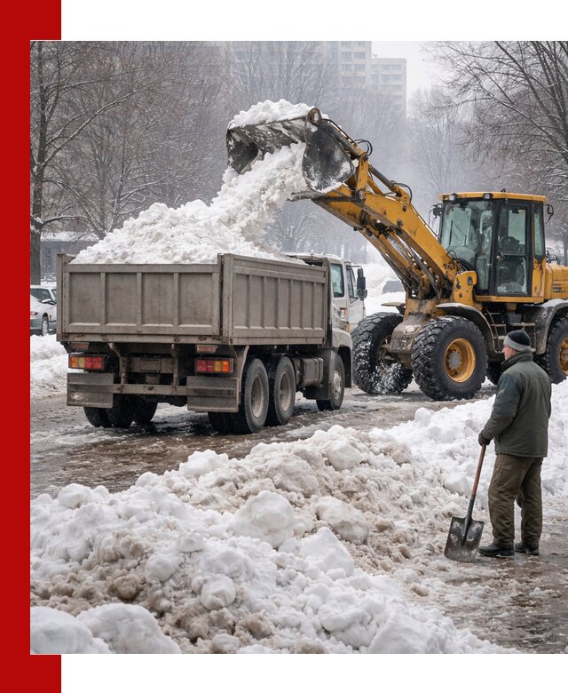 Вывоз снега грузовой техникой в Красноуфимске оперативно и чисто