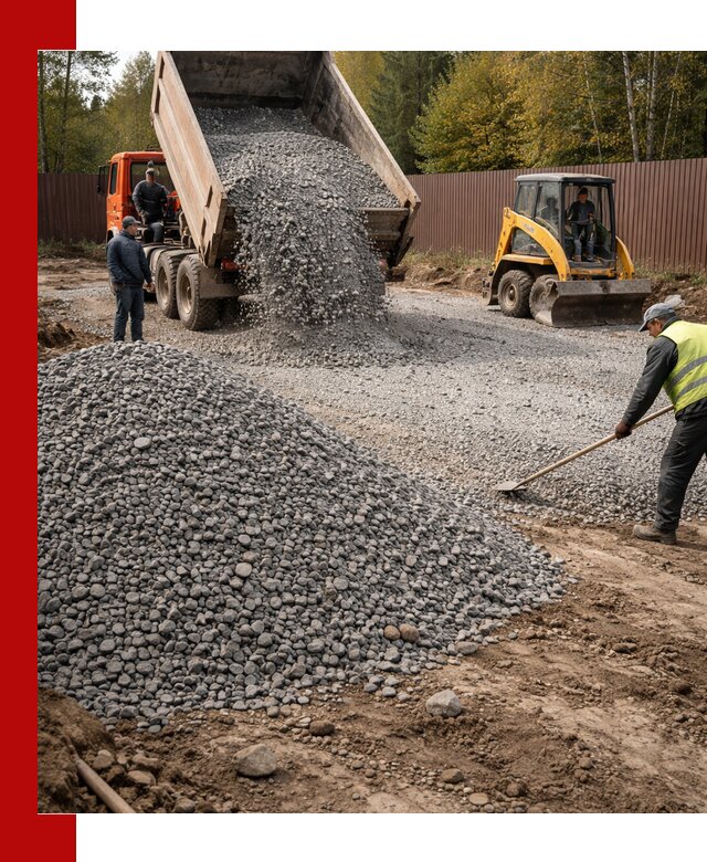 Отсыпка участка щебнем с доставкой и уплотнением в Красноуфимске